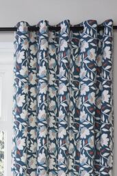 Fusion 'Luna' 100% Cotton Pair of Eyelet Curtains in Teal - Size: 168 cm width x 229 cm drop - thumbnail 2