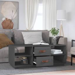 Berkfield Home Beautiful Coffee Table Grey 100x50x41 cm Solid Wood Pine - Size: 100 x 50 x 41 cm