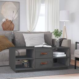 Berkfield Home Beautiful Coffee Table Grey 100x50x41 cm Solid Wood Pine - Size: 100 x 50 x 41 cm - thumbnail 2