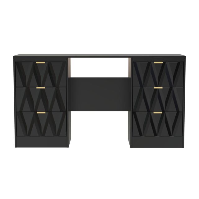 Ready Assembled 2 U Washington 6 Drawer Kneehole Desk (Ready Assembled) in True Black - image 1