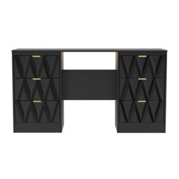 Ready Assembled 2 U Washington 6 Drawer Kneehole Desk (Ready Assembled) in True Black