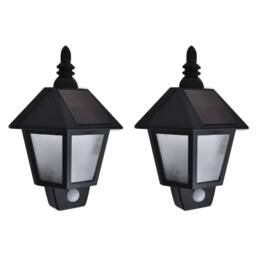 Berkfield Home Solar Wall Lamps 2 pcs with Motion Sensor Black