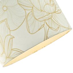 Happy Homewares Designer Cream Linen Fabric 12 Inch Lampshade with Large Shiny Gold Foil Flowers - Size: 12 inches - thumbnail 3