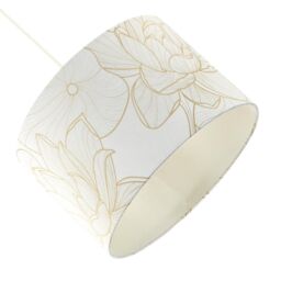 Happy Homewares Designer Cream Linen Fabric 12 Inch Lampshade with Large Shiny Gold Foil Flowers - Size: 12 inches - thumbnail 4