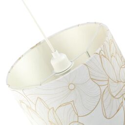 Happy Homewares Designer Cream Linen Fabric 12 Inch Lampshade with Large Shiny Gold Foil Flowers - Size: 12 inches - thumbnail 5