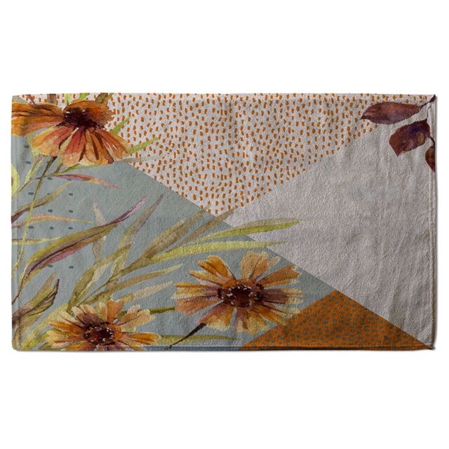 Benjamin Tate Design Autumn Geometric Shapes & Flowers Soft Bath Towel in Orange - image 1