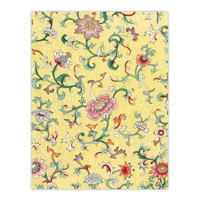 "Artery8 Owen Jones Vintage Chinese Flower Pattern Wall Art Print in Yellow - Size: W12"" x H16""" - image 1