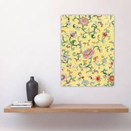 "Artery8 Owen Jones Vintage Chinese Flower Pattern Wall Art Print in Yellow - Size: W12"" x H16""" - thumbnail 4