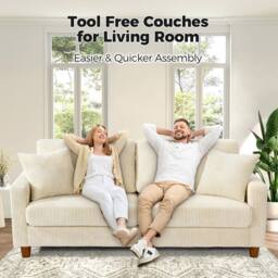 Dprodo 178CM Corduroy Seater Sofa with Extra Deep Seats in Beige - Size: 1 Pack - thumbnail 6