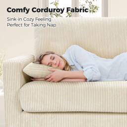 Dprodo 178CM Corduroy Seater Sofa with Extra Deep Seats in Beige - Size: 1 Pack - thumbnail 3