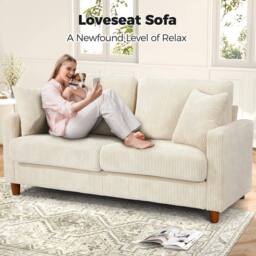 Dprodo 178CM Corduroy Seater Sofa with Extra Deep Seats in Beige - Size: 1 Pack - thumbnail 9