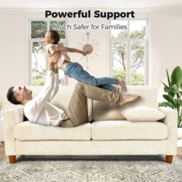Dprodo 178CM Corduroy Seater Sofa with Extra Deep Seats in Beige - Size: 1 Pack - thumbnail 7