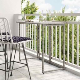Berkfield Home Folding Garden Table Grey 90x51x75 cm Poly Rattan - Size: 90 x 51 x 75 cm - thumbnail 1