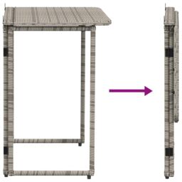 Berkfield Home Folding Garden Table Grey 90x51x75 cm Poly Rattan - Size: 90 x 51 x 75 cm - thumbnail 7