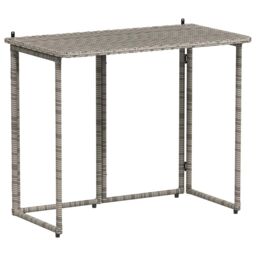 Berkfield Home Folding Garden Table Grey 90x51x75 cm Poly Rattan - Size: 90 x 51 x 75 cm - thumbnail 2