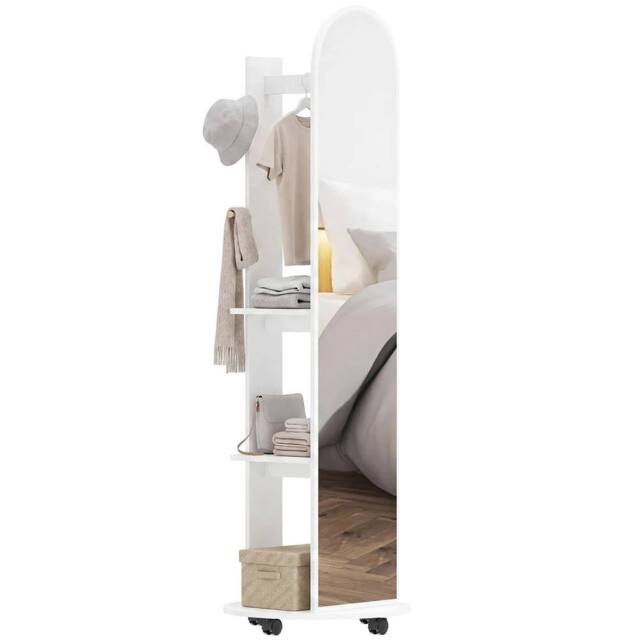 PAWNORA 2-in-1 Full Length Mirror with Shelves in White - image 1