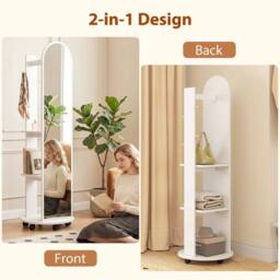 PAWNORA 2-in-1 Full Length Mirror with Shelves in White - thumbnail 5