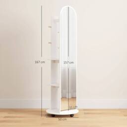 PAWNORA 2-in-1 Full Length Mirror with Shelves in White - thumbnail 2
