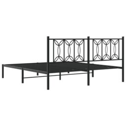 Berkfield Home Metal Bed Frame without Mattress with Headboard Black 183x213cm - Size: 183x213 cm - thumbnail 6