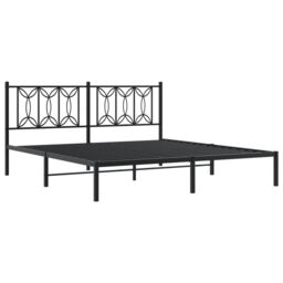 Berkfield Home Metal Bed Frame without Mattress with Headboard Black 183x213cm - Size: 183x213 cm - thumbnail 3