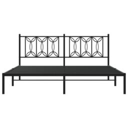 Berkfield Home Metal Bed Frame without Mattress with Headboard Black 183x213cm - Size: 183x213 cm - thumbnail 4