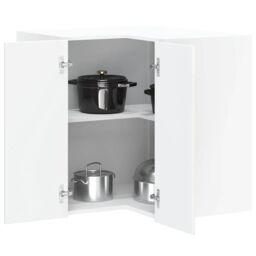 Berkfield Home Kitchen Wall Corner Cabinet Porto High Gloss White Engineered Wood - thumbnail 1