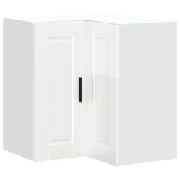 Berkfield Home Kitchen Wall Corner Cabinet Porto High Gloss White Engineered Wood - thumbnail 2