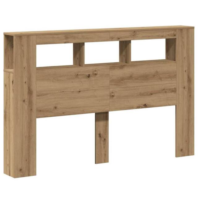 Berkfield Home LED Headboard Artisan Oak 160x18.5x103.5 cm Engineered Wood in Brown