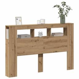 Berkfield Home LED Headboard Artisan Oak 160x18.5x103.5 cm Engineered Wood in Brown - thumbnail 5