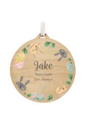 Personalised Memento Company Personalised Easter Bunny Wooden Decoration in Light Brown - thumbnail 1