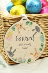 Personalised Memento Company Personalised Easter Bunny Wooden Decoration in Light Brown - thumbnail 4