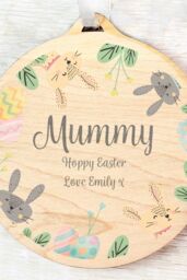 Personalised Memento Company Personalised Easter Bunny Wooden Decoration in Light Brown - thumbnail 3