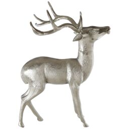 Orsina Nickel Finish Large Floor Standing Stag Sculpture, Reflective Accent Stag Sculpture, Christmas Decor in Silver - thumbnail 1