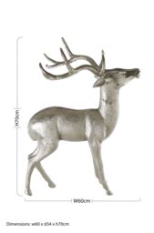 Orsina Nickel Finish Large Floor Standing Stag Sculpture, Reflective Accent Stag Sculpture, Christmas Decor in Silver - thumbnail 4
