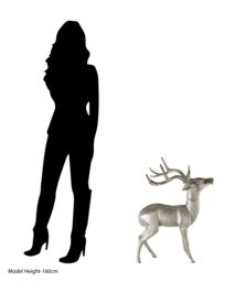 Orsina Nickel Finish Large Floor Standing Stag Sculpture, Reflective Accent Stag Sculpture, Christmas Decor in Silver - thumbnail 3