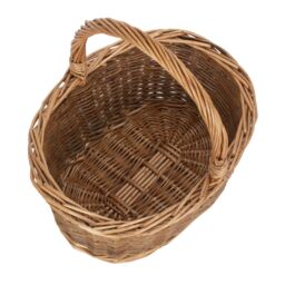 Red Hamper Wicker Country Oval Shopping Basket in Brown - Size: Small - thumbnail 2