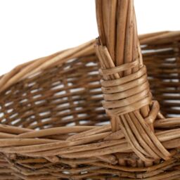 Red Hamper Wicker Country Oval Shopping Basket in Brown - Size: Small - thumbnail 4