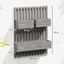 OUTSUNNY Wooden Garden Planters with Trellis Wall-mounted Raised Garden Bed in Grey - thumbnail 3