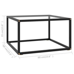 Berkfield Home Coffee Table Black with Tempered Glass 60x60x35 cm - Size: 60 x 60 x 35 cm - thumbnail 5
