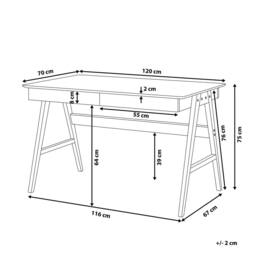 Wyld and Coco Office Desk White 120 x 75 cm - Lacquered Top with 2 Drawers - thumbnail 3