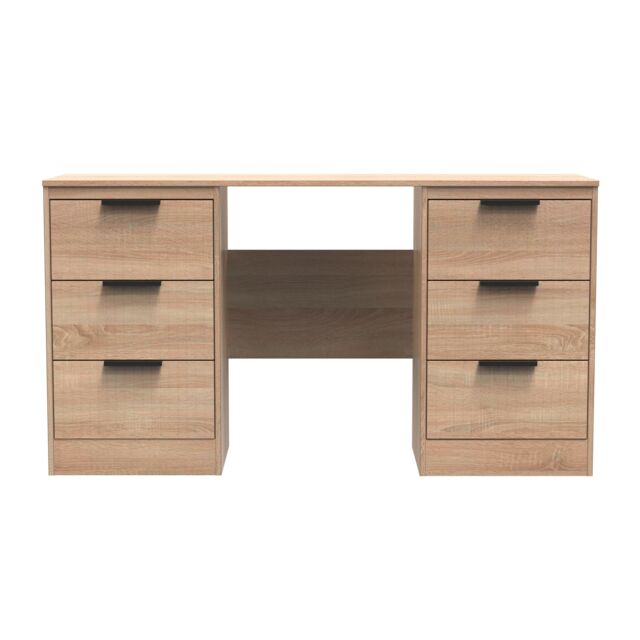 Ready Assembled 2 U Denver 6 Drawer Kneehole Desk (Ready Assembled) in Light Oak - image 1