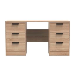 Ready Assembled 2 U Denver 6 Drawer Kneehole Desk (Ready Assembled) in Light Oak - thumbnail 1