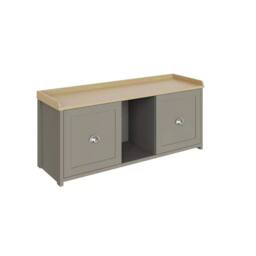 FORGEVIO 2 Door Shoe Bench Grey Internal Shelves Storage Hallway - thumbnail 1