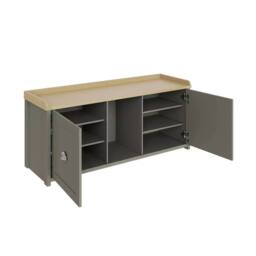 FORGEVIO 2 Door Shoe Bench Grey Internal Shelves Storage Hallway - thumbnail 4