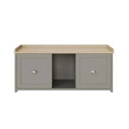 FORGEVIO 2 Door Shoe Bench Grey Internal Shelves Storage Hallway - thumbnail 3