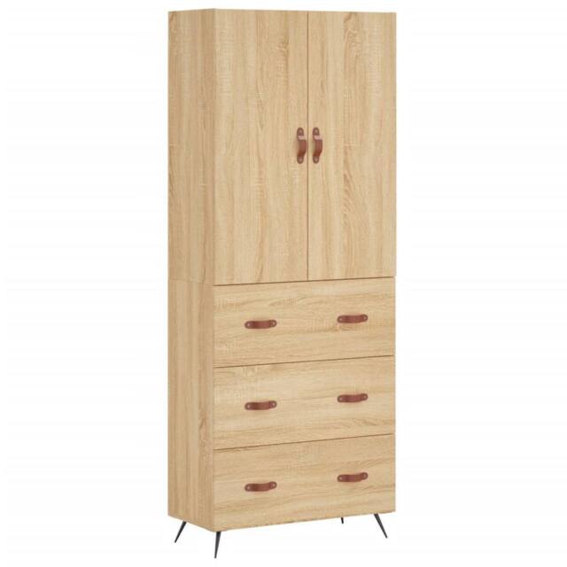 Berkfield Home Highboard Sonoma Oak 69.5x34x180 cm Engineered Wood in Brown - image 1