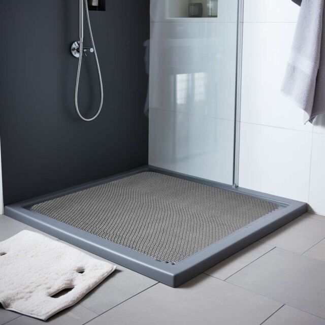 Nicoman Reversible Dual-Colour PVC Anti Slip Shower Mat Bath Mat - Square 60x60cm in Grey - Size: 60x60 cm - image 1