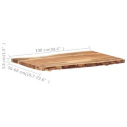 Berkfield Home Table Top Solid Acacia Wood 100x(50-60)x3.8 cm in Brown - thumbnail 4