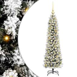 Berkfield Home Artificial Christmas Tree with 150 LEDs Green & white 120 cm - thumbnail 2