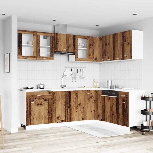 Berkfield Home 11 Piece Kitchen Cabinet Set Lyon Old Wood Engineered Wood in Brown - image 1